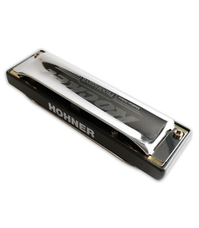 Back of the harmonica Hohner model Rocket Harp in B