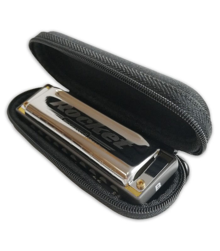 Harmonica Hohner model Rocket Harp in B inside the case