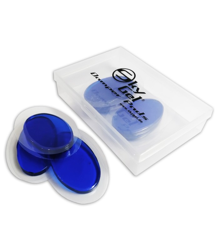 Photo of the box with the gel Skygel model Skygebl overtone damper in color blue