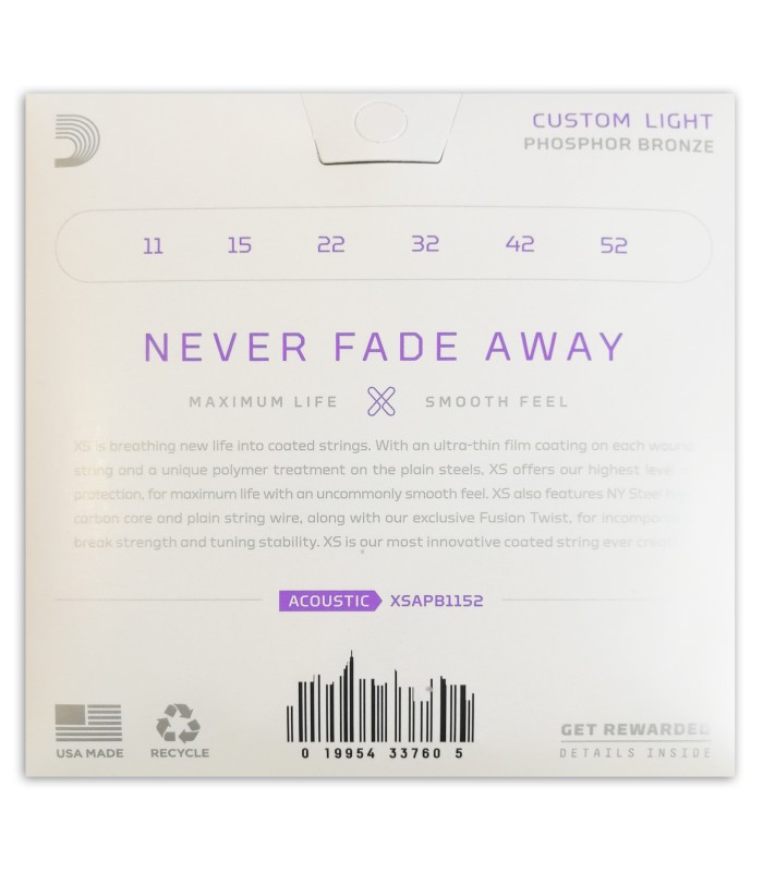 String Set DAddario XSAPB1152 011's back cover