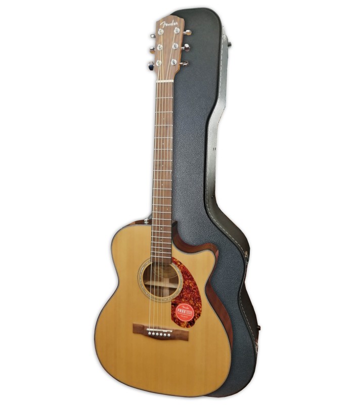 Foto de la guitarra electroacústica Fender concert modelo CC 140SCE natural con el estuche