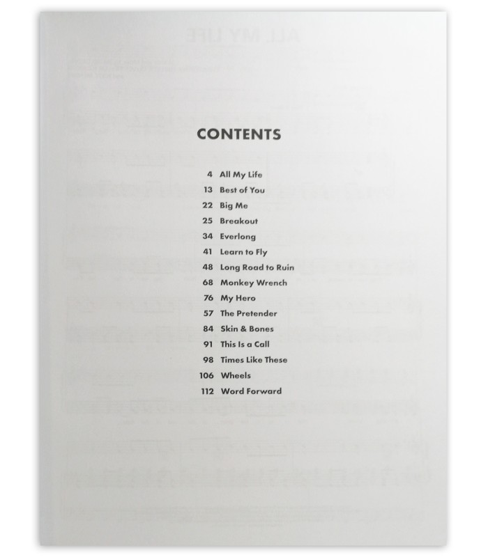 Foo Fighters Greatest Hits's book table of contents