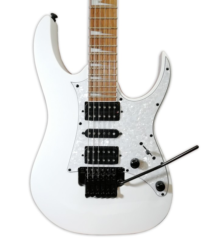 Body and pickups of the electric guitar Ibanez model RG350DXZ white