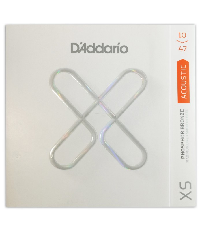 Foto da capa da embalagem do jogo de cordas DAddario modelo XSAPB1047 010 para guitarra acústica