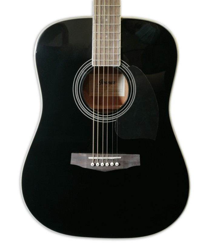 Top of the acoustic guitar Ibanez model PF 15 BK Dreadnought Black