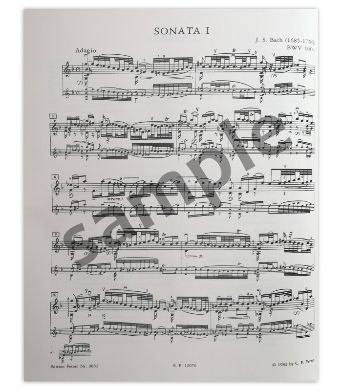 Bach sonaten und partiten for violin solo BWV 1001 1006 Peters book's sample