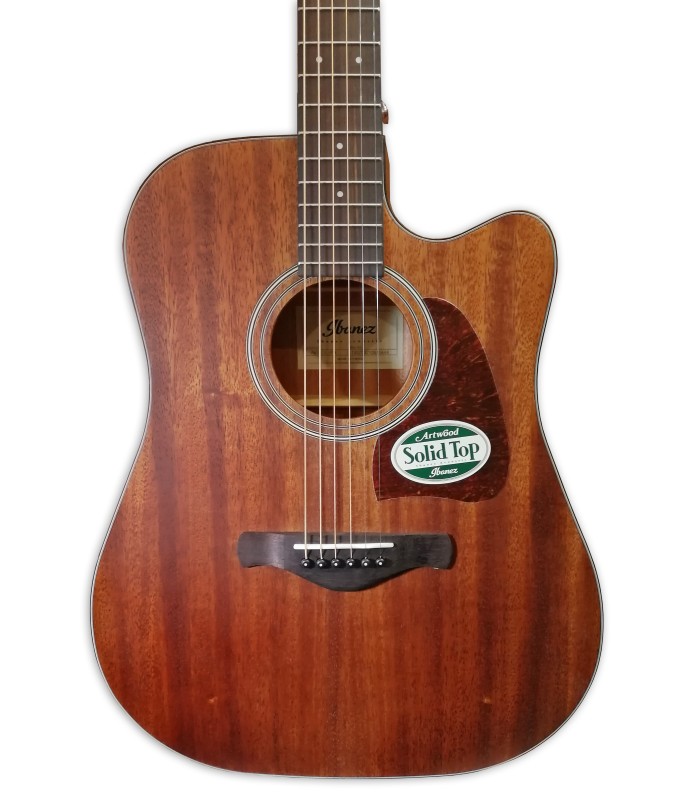 Top of the electroacoustic guitar Ibanez model AW54CE OPN Dreadnought