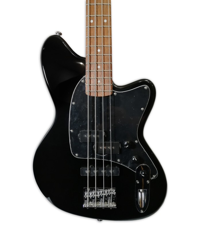 Body and pickups of the bass guitar Ibanez model TMB30 BK Short Scale Black