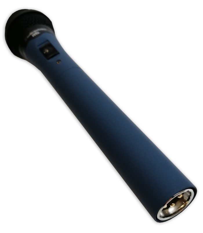 Detalhe da entrada do microfone Audio Technica modelo MB4K Midnight Blues Condensador