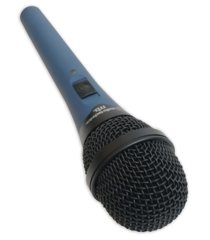 Detalle de la cabeza del micrófono Audio Technica MB4K Midnight Blues Condensador