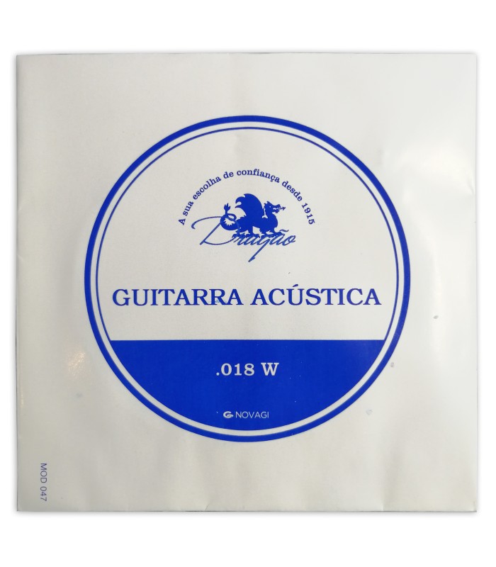 Photo of the package cover of the Dragão viola string 813 superior steel bass 018 2ª B with silk and with ball end