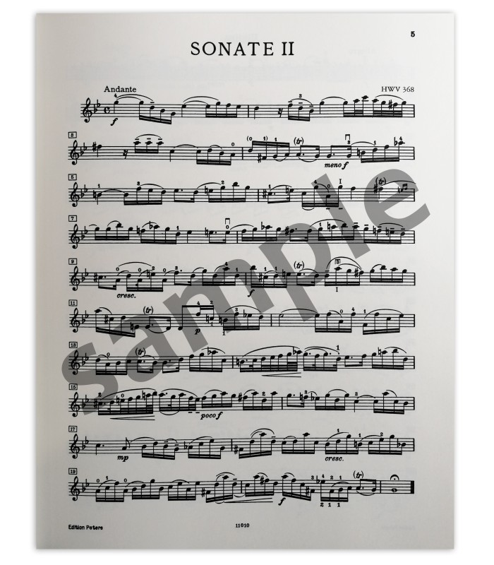 Muestra del libro Handel Sonatas HWV361 368 370 Peters