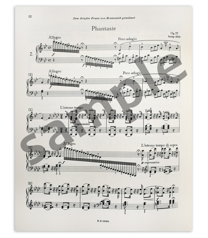 Beethoven piano pieces vol 2 Peters's book sample