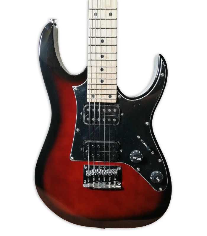 Body and pickups of the electric guitar Ibanez model GRGM21M WNS Walnut Sunburst
