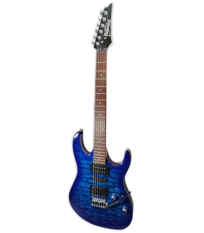 Photo of the electric guitar Ibanez model GRX70QA TBB Transparent Blue Burst