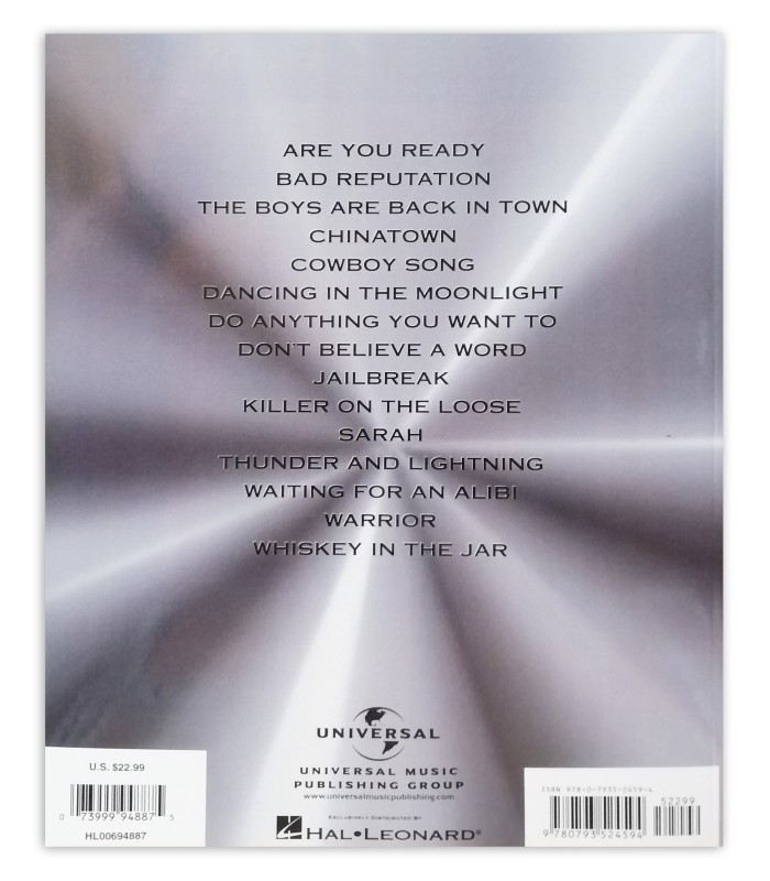 The Best of Thin Lizzy HL book's backcover