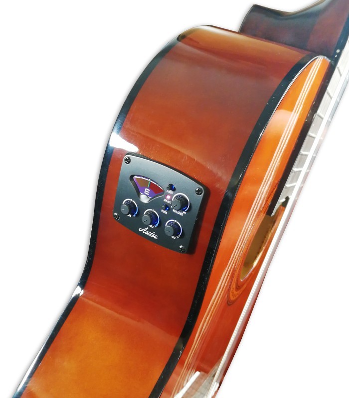 Detail of the equalizer on the classical guitar Ashton model CG44CEQAM