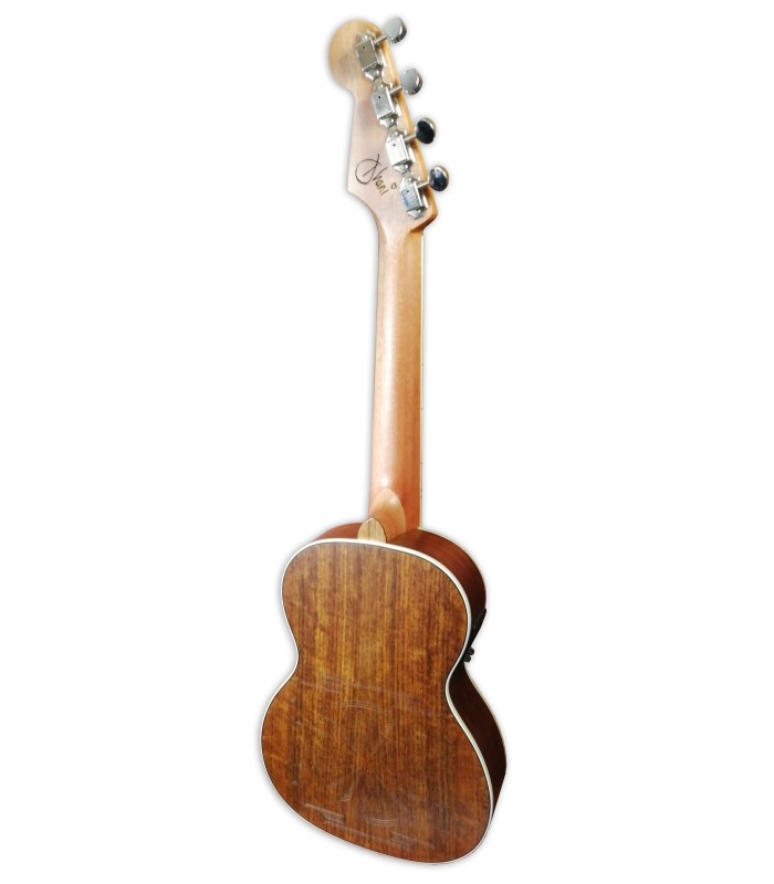 Back of the tenor ukulele model Fender model Dhani Harrisson Turquoise