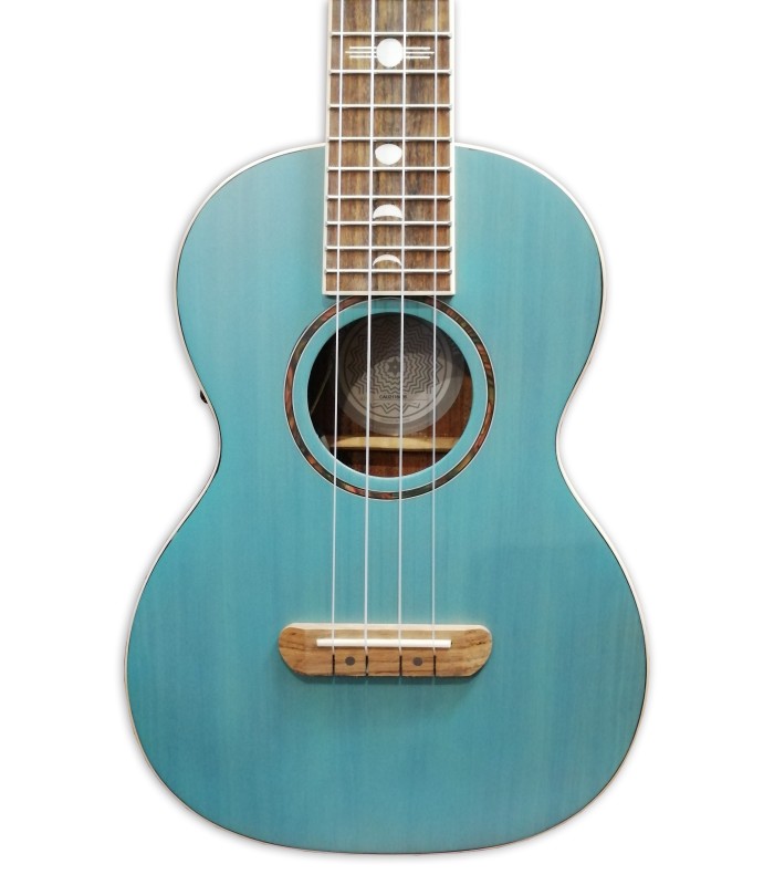 Tampo do ukulele tenor Fender modelo Dhani Harrisson Turquoise