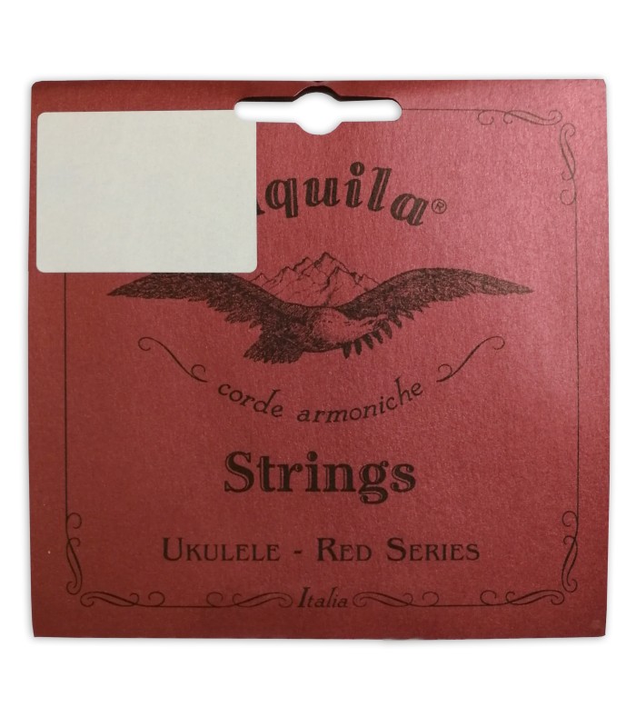 Photo of the package cover of the string set Aquila model 83U Red Series for soprano ukulele
