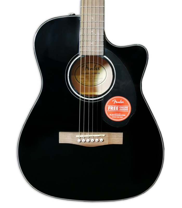 Tapa de la guitarra electroacústica Fender modelo Concert CC 60SCE Negra