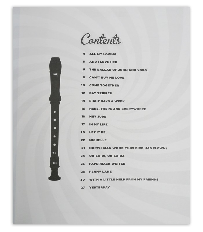 Indice del libro The Beatles for Recorder