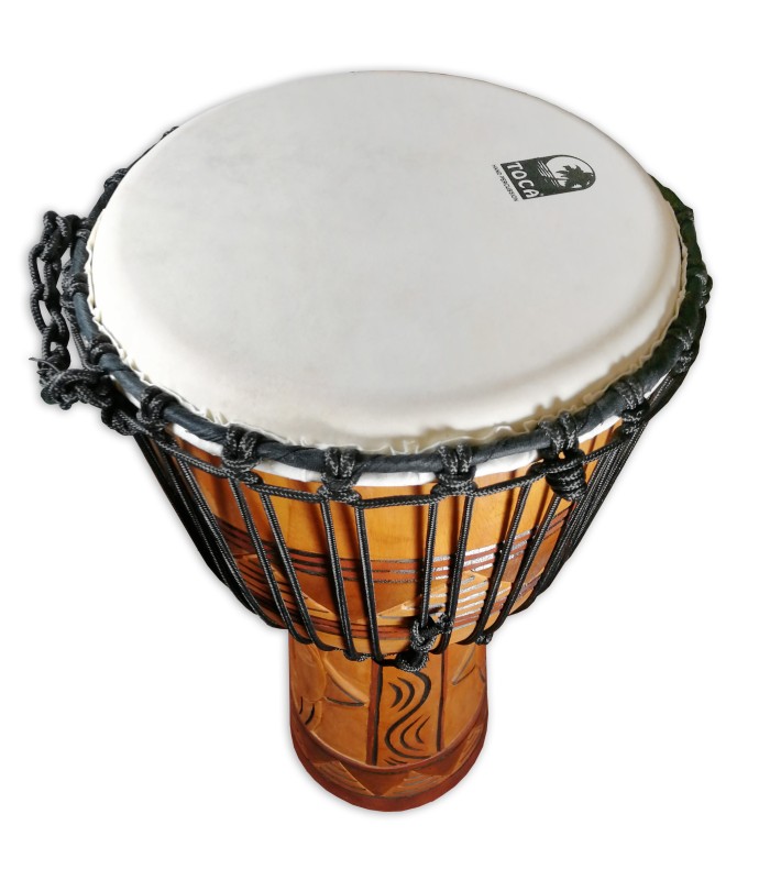 Skin head detail of the Toca Percussion djembe model TODJ 12TM Origin Series