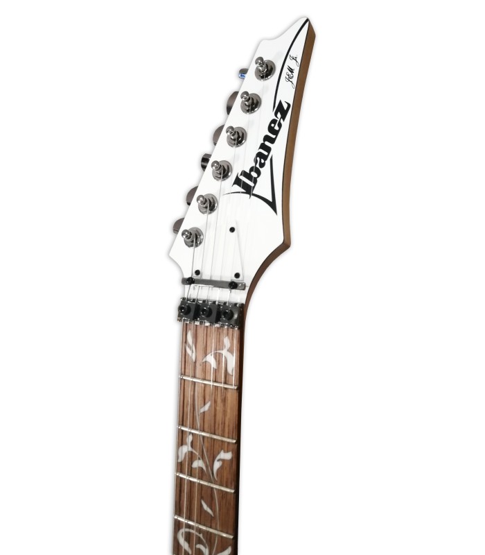 Head of the electric guitar Ibanez model Steve Vai JEMJR White
