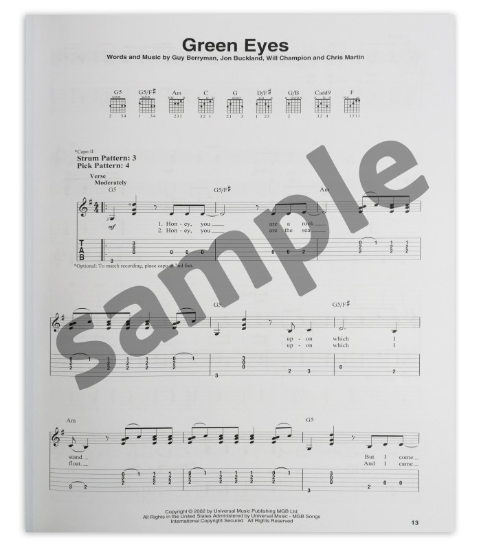 Amostra do livro Coldplay Very Best Easy Guitar 2 Edição HL