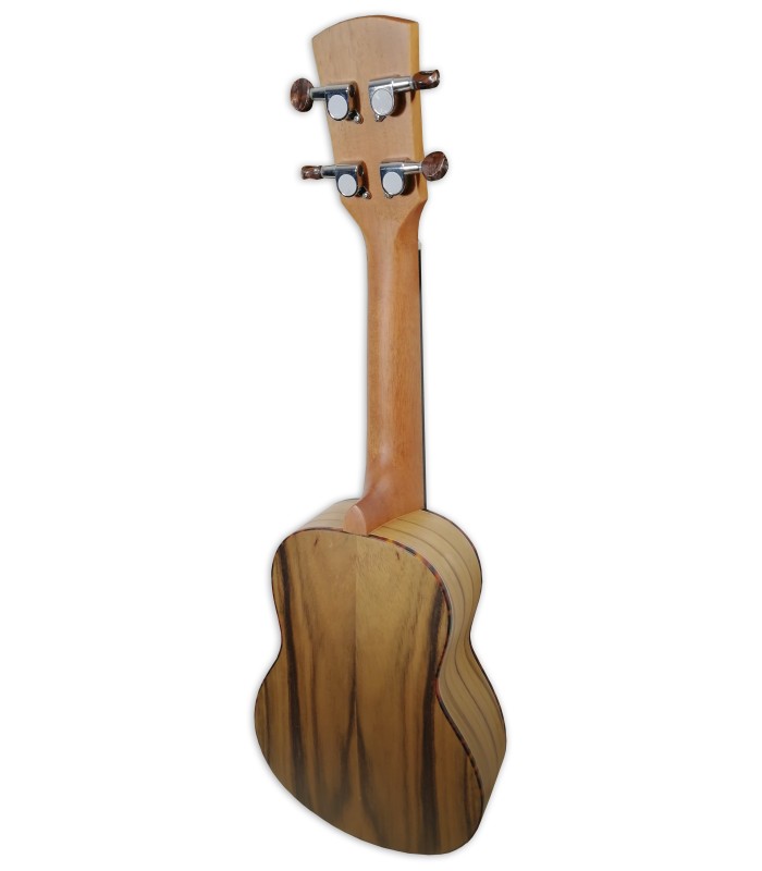 Basswood back and sides of the ukulele soprano Laka model VUS 25 Walnut