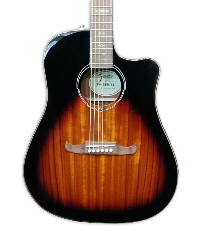 Top of the electroacoustic guitar Fender model FA 325CE Dreadnought DAO Exotic 3TS