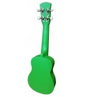 Back of the ukulele soprano Laka model VUS 15GR green