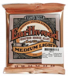 Capa do jogo de cordas Ernie Ball modelo 2146 Earthwood para guitarra acústica calibres 012 054
