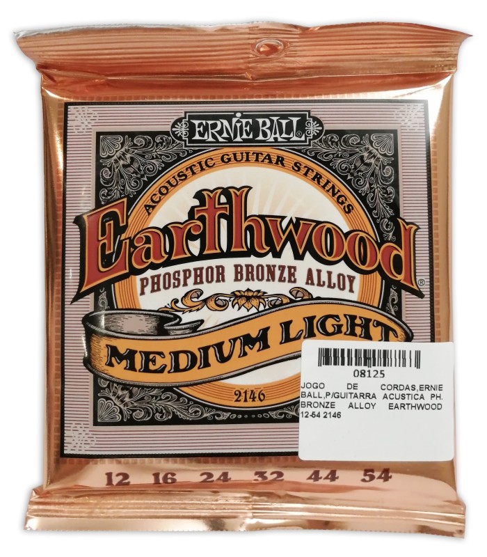 Portada del juego de cuerdas Ernie Ball modelo 2146 Earthwood para guitarra acústica calibres 012 054