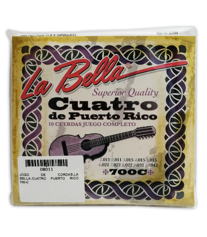 Portada del embalaje del juego de cuerdas LaBella modelo 700C para cuatro Puerto Rico
