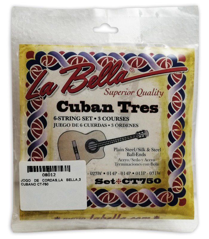 Capa da embalagem do jogo de cordas LaBella CT750 para tres cubano