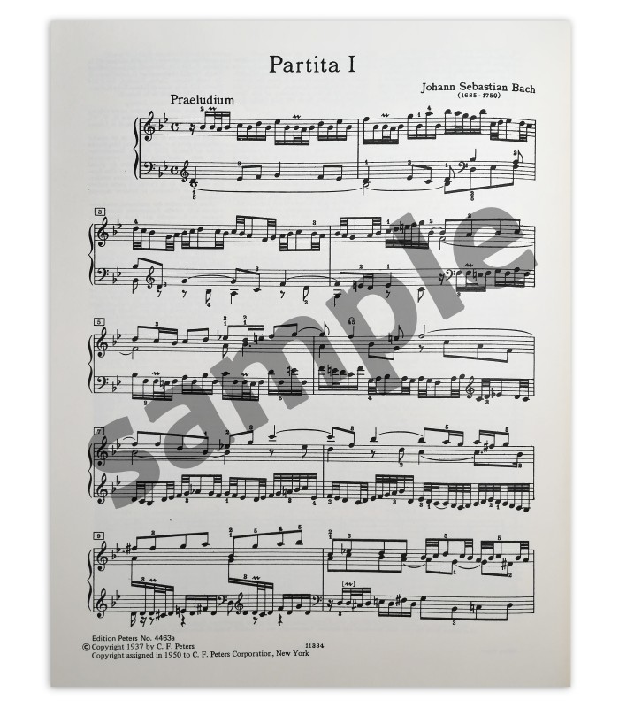 Muestra del libro J S Bach Partitas Vol I Nº 1 a 3 BWV 825 827 EP