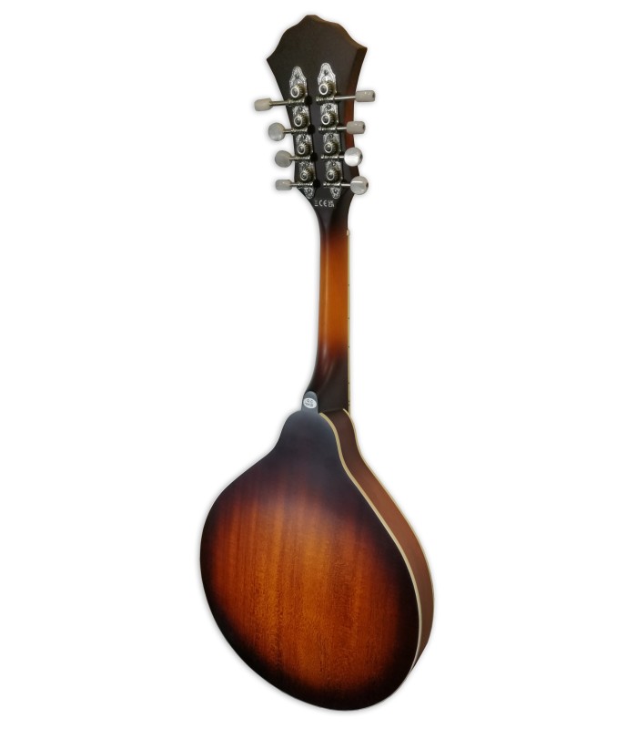 Back of the mandolin Fender model PM 180E Aged Cognac Burst finish