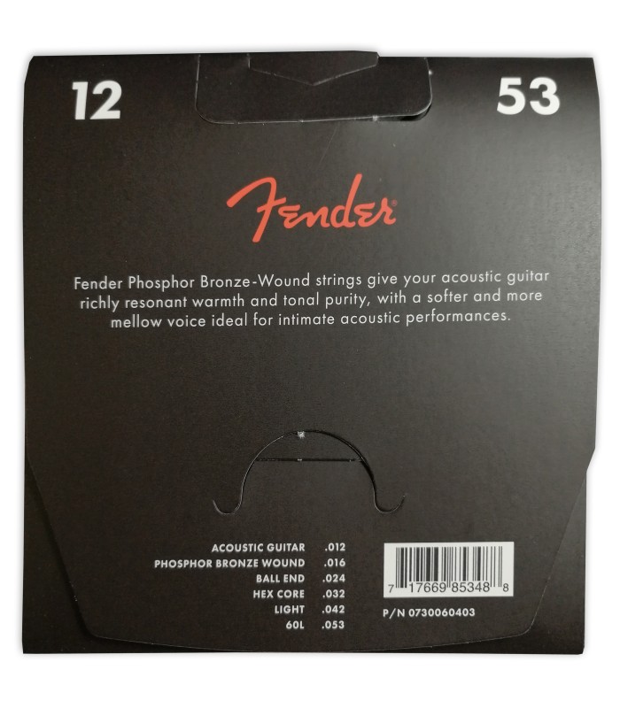 Package backcover of the Fender string set 60L 012