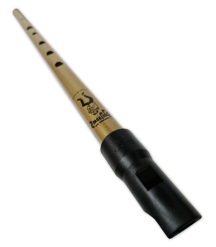 Mouthpiece of the tinwhistle Clarke model Sweetone in C and golden color