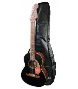 Guitarra acústica Fender modelo Sonoran Mini con tapa en color negro y con funda