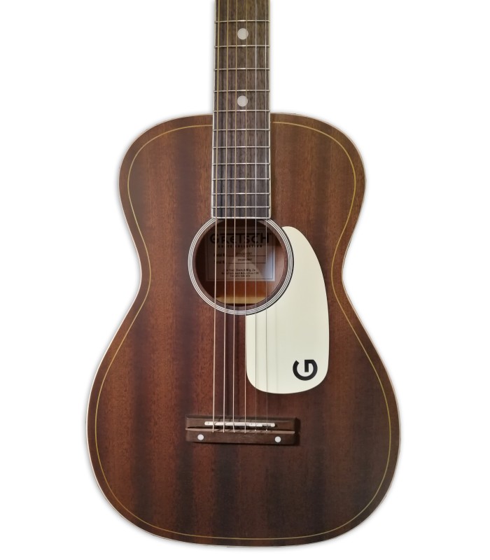 Top of the acoustic guitar Gretsch model G9500FRT Jim Dandy Frontier