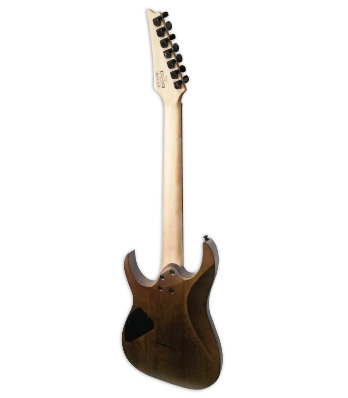 Espalda de la guitarra eléctrica Ibanez modelo RG7421 WNF Walnut Flat con 7 cuerdas