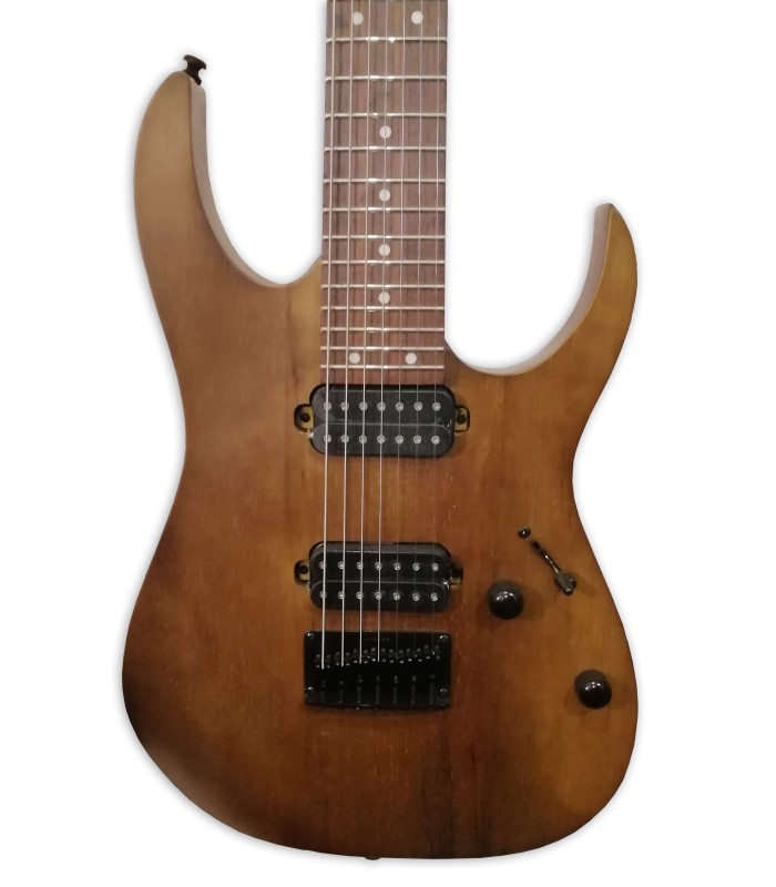 Cuerpo y pastillas de la guitarra eléctrica Ibanez modelo RG7421 WNF Walnut Flat con 7 cuerdas