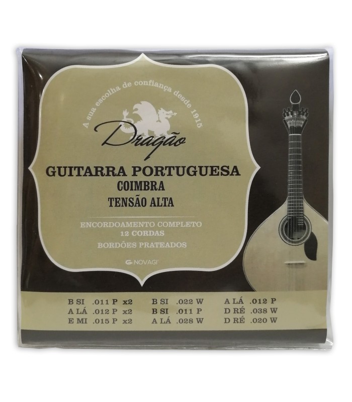 Jogo de cordas Dragão modelo 006 tensão alta para guitarra portuguesa afinação Coimbra