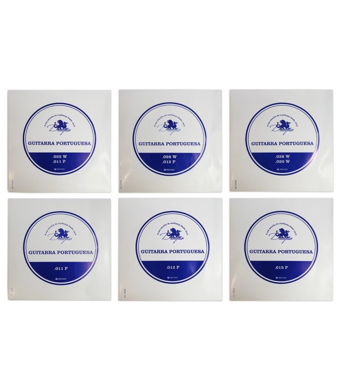 Individual string packages of the string set Dragão model 006 high tension Coimbra tuning
