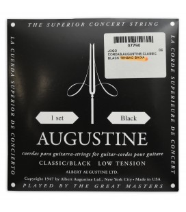 Capa da embalagem do jogo de cordas Augustine modelo Classic Black tensão baixa para guitarra clássica