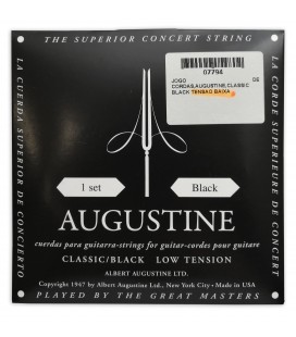 Portada del emblaje del juego de cuerdas Augustine modelo Classic Black tensión baja para guitarra clásica