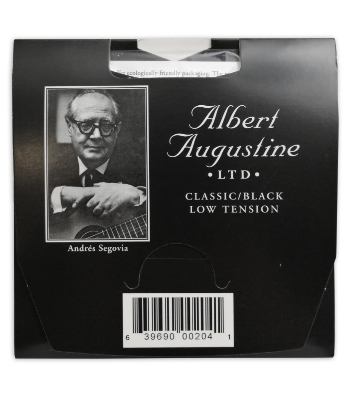 Contracapa da embalagem do jogo de cordas Augustine modelo Classic Black