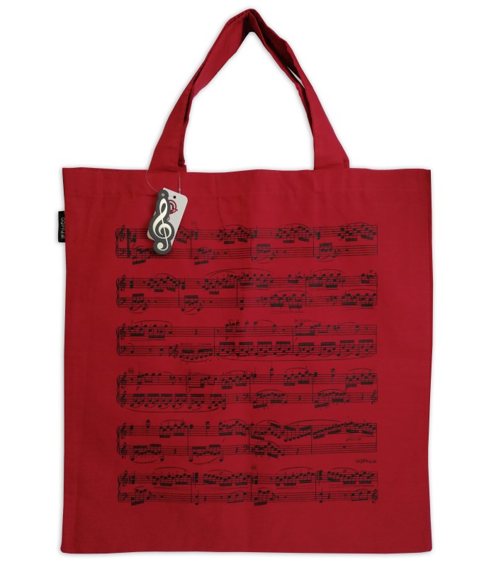 Saco Agifty modelo B3043 com impresão de partitura e tecido vermelho